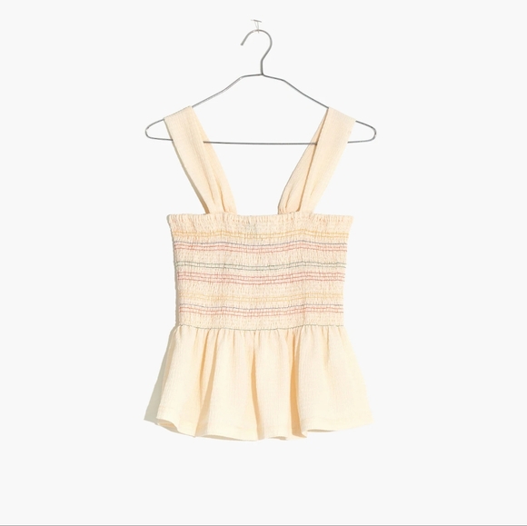 TEXTURE & THREAD Madewell Rainbow Smocked Peplum Tank Top - Picture 4 of 6